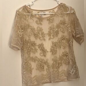 Sheer embellished Beaded top